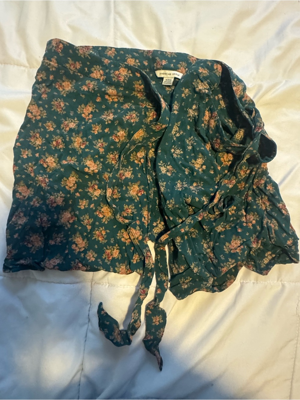 American Eagle Green Floral Wrap Skirt Size S